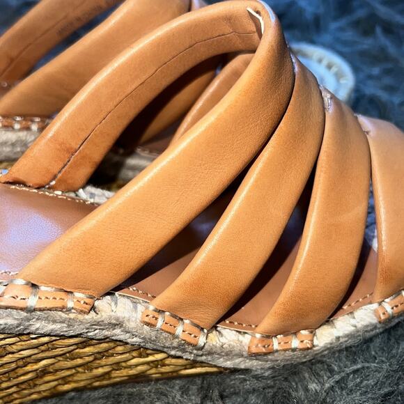 Women's new Vince Camuto leather, peep toe rattan, wedge heels, sandals, sz 6.5 - Picture 12 of 16